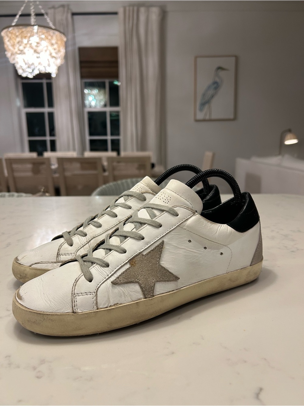 Women’s Golden Goose Super-Star EU 40 White Leather Gray Suede Star Sneakers